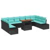 vidaXL Tuin Eetset 11 st 10-Aantal zitplaatsen Zwart en Blauwgroen