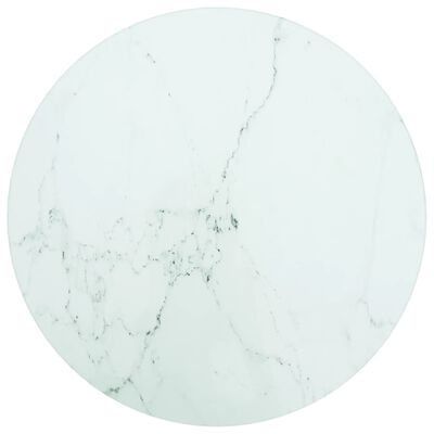 vidaXL Tafelblad Ø30x0,8 cm gehard glas met marmerontwerp wit