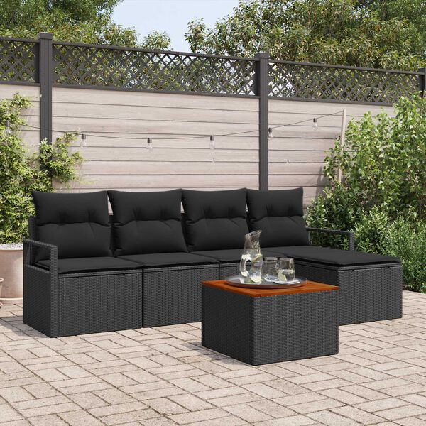 vidaXL Tuin Sofa Set 6 pcs Zwart