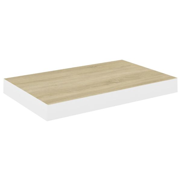 vidaXL Wandschappen zwevend 2 st 50x23x3,8 cm MDF eikenkleurig en wit