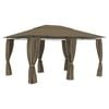 vidaXL Tuinpaviljoen met gordijnen 180 g/m&sup2; 4x3 m taupe