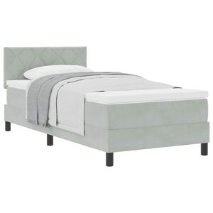 vidaXL Boxspringbed met matras Lichtgrijs 90 x 200 cm Fluweel