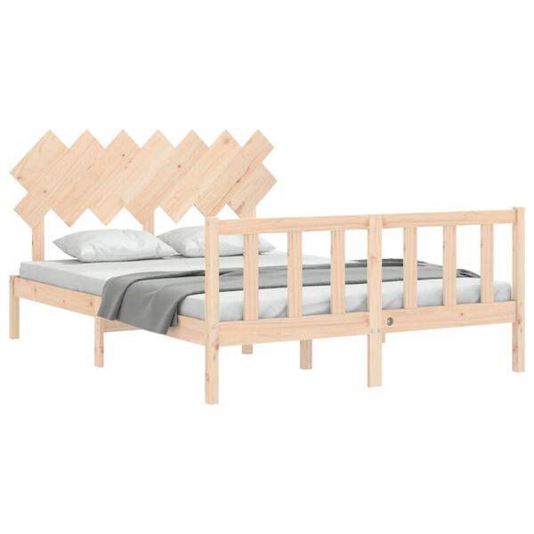 vidaXL Bedframe met hoofdbord massief hout