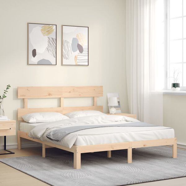 vidaXL Bedframe met hoofdbord massief hout