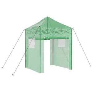 vidaXL Kas met pop-up frame met dak Groen 200 x 200 x 300 cm IJzer