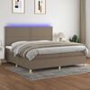 vidaXL Boxspring met matras en LED stof taupe 200x200 cm