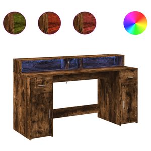 vidaXL Bureau met LED-verlichting 160x55x91 cm hout gerookt eikenkleur