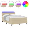 vidaXL LED Box Spring Bed Lichtgrijs en wit. 140 x 200 cm Katoen Stof