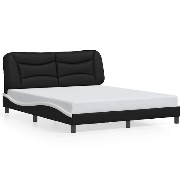 vidaXL Bedframe zonder matras "Hvar" kunstleer zwart en wit 160x200 cm