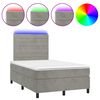vidaXL Boxspring met matras en LED fluweel lichtgrijs 120x190 cm