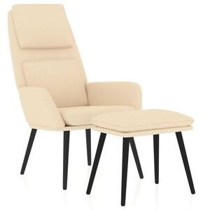 vidaXL Relaxstoel met voetenbank stof cr&egrave;mekleurig