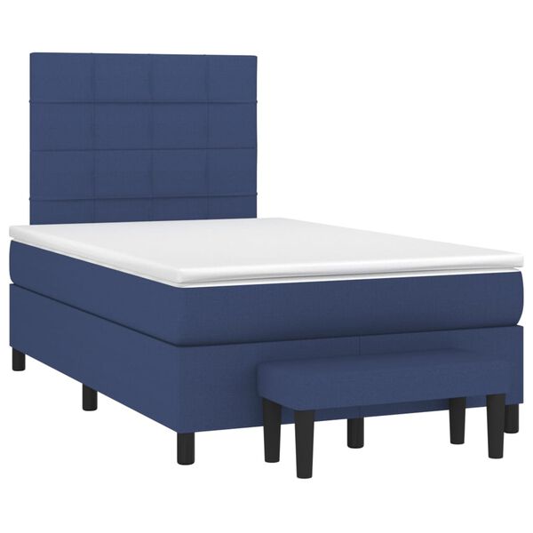 vidaXL Boxspring met matras stof blauw 120x200 cm
