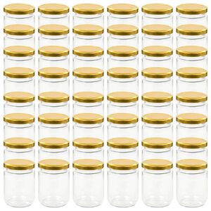 vidaXL Jampotten met goudkleurige deksels 48 st 230 ml glas