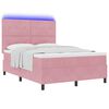 vidaXL LED Box Spring Bed met matras Roze 140 x 200 cm Stof