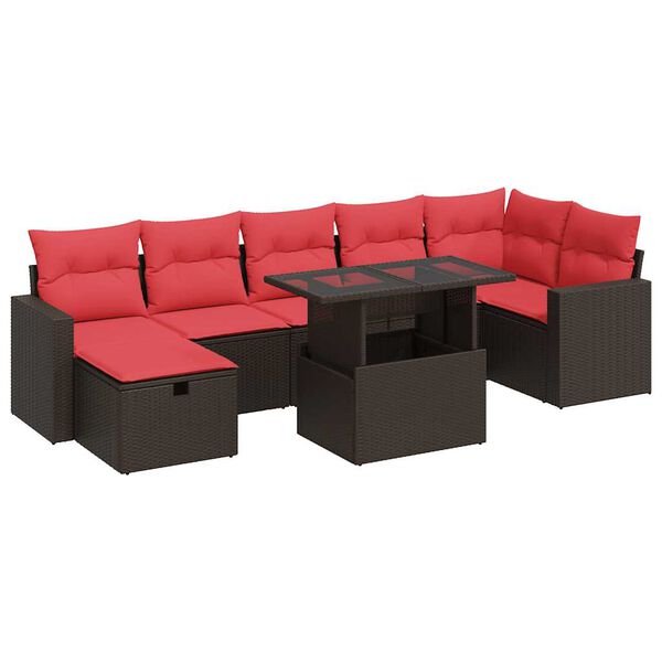 vidaXL 8-delige Loungeset met kussens poly rattan acacia bruin