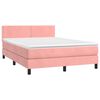 vidaXL Boxspring met matras en LED fluweel roze 140x200 cm