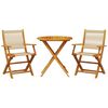 vidaXL 3-delige Bistroset polypropeen en massief hout beige