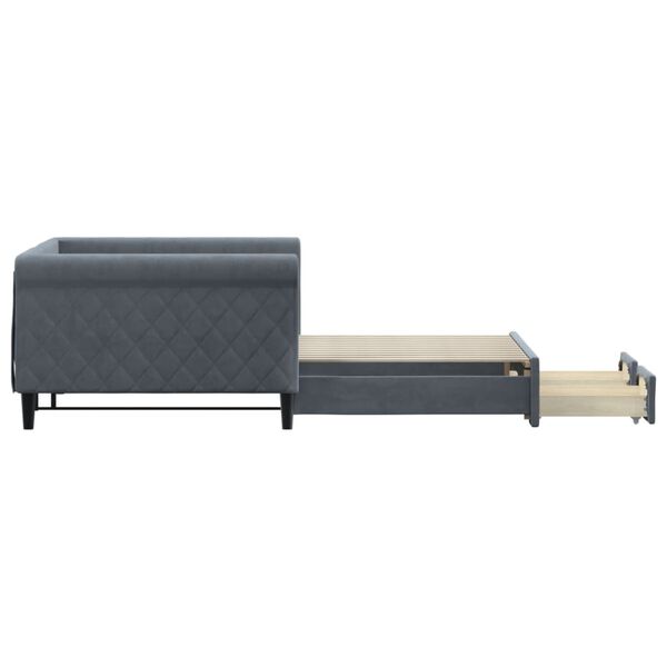 vidaXL Slaapbank onderschuifbed lades 100x200 cm fluweel donkergrijs