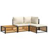vidaXL 4-delige Loungeset met kussens massief acaciahout