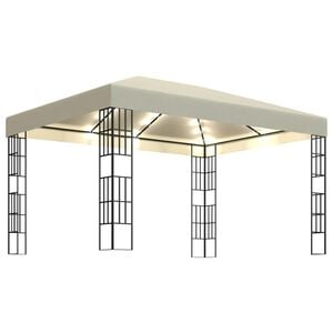vidaXL Prieel met LED-lichtslinger 3x4 m cr&egrave;mekleurig