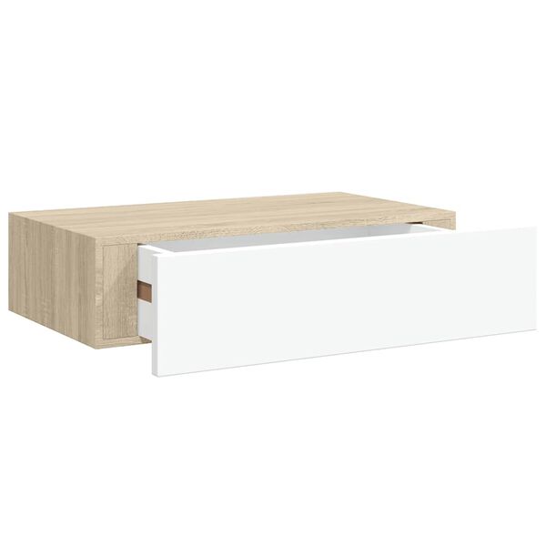 vidaXL Wandladekast eiken en wit 40x23,5x10 cm MDF
