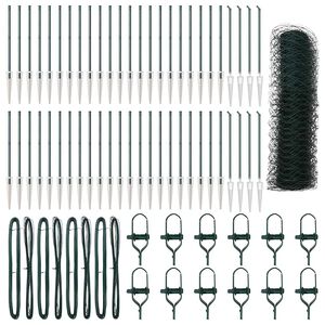 vidaXL zeshoekig gaasgek met palen 100 x 0,8 m PVC-Coated Staal Groen