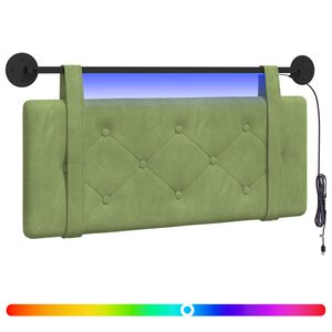 vidaXL Hangend hoofdbord Met LED-verlichting Lichtgroen Fluweel
