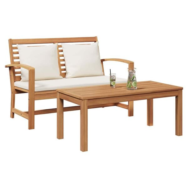 vidaXL Tuin Sofa Set Naturel Massief teakhout
