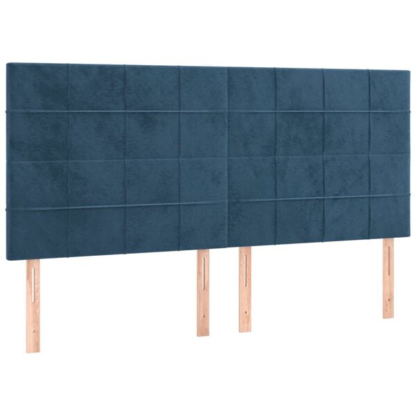 vidaXL Hoofdbord donkerblauw 200x5x118/128 cm fluweel