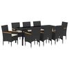 vidaXL Tuin eettafelset 9 st Zwart poly rattan