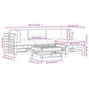 vidaXL 5-delige Loungeset met kussens massief hout wit