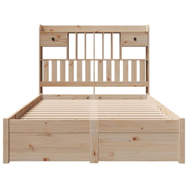 vidaXL Bed met boekenkast zonder matras massief grenenhout 135x190 cm
