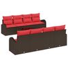 vidaXL Bankstel met kussen met opslag 9 pcs Beige en Rood poly rattan