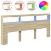 vidaXL Hoofdbordkast met LED-verlichting 220x17x102 cm sonoma eiken