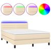 vidaXL Boxspring met matras en LED stof cr&egrave;mekleurig 140x190 cm