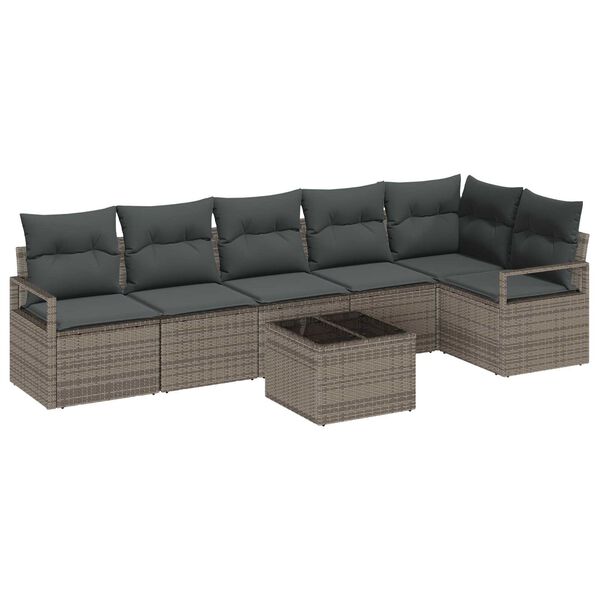 vidaXL Tuin Sofa Set met kussen met opslag 7 pcs Lichtgrijs