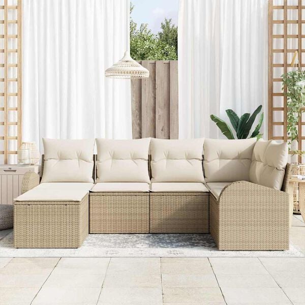 vidaXL Tuin Sofa Set 6 pcs Beige poly rattan