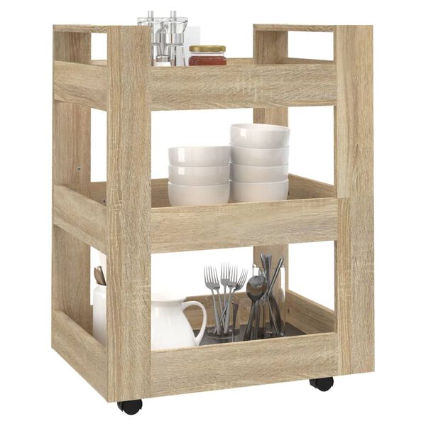 vidaXL Keukentrolley 60x45x80 cm bewerkt hout sonoma eikenkleurig