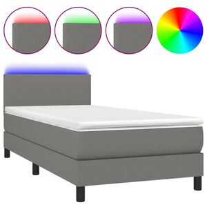 vidaXL Boxspring met matras en LED stof donkergrijs 80x200 cm