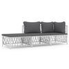 vidaXL 3-delige Loungeset met kussens staal wit