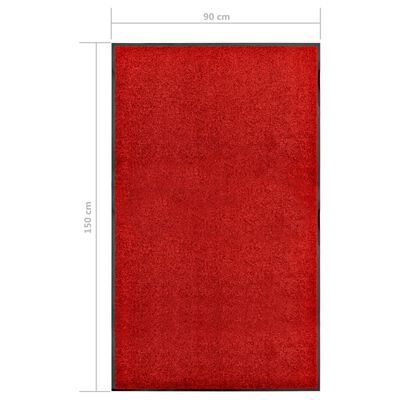 vidaXL Deurmat wasbaar 90x150 cm rood