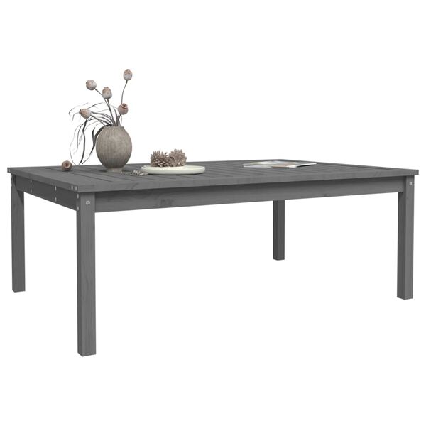 vidaXL Tuintafel 121x82,5x45 cm massief grenenhout grijs