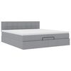 vidaXL Ottoman bed met matrassen en LED's 200x200cm stof lichtgrijs
