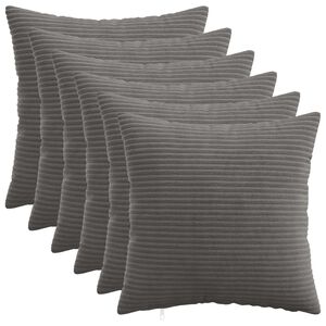 vidaXL Kussensloop 6 pcs HEERLEN Donkergrijs 30 x 30 cm corduroy