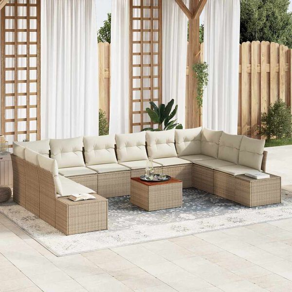 vidaXL Tuin Sofa Set 11 pcs Beige en wit