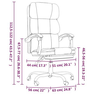 vidaXL Kantoorstoel verstelbaar kunstleer crèmekleurig