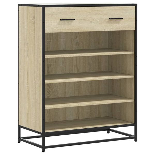 vidaXL Schoenenkast 75x38x97,5 cm bewerkt hout en metaal sonoma eiken