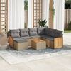 vidaXL 8-delige Loungeset met kussens poly rattan beige