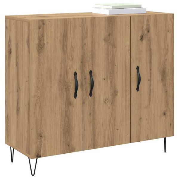 vidaXL Dressoir Artisan Eiken 90 x 32,5 x 80 cm Bewerkt hout
