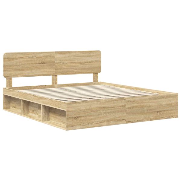 vidaXL Bedframe met hoofdeinde Sonoma 180 x 200 cm Massief grenenhout